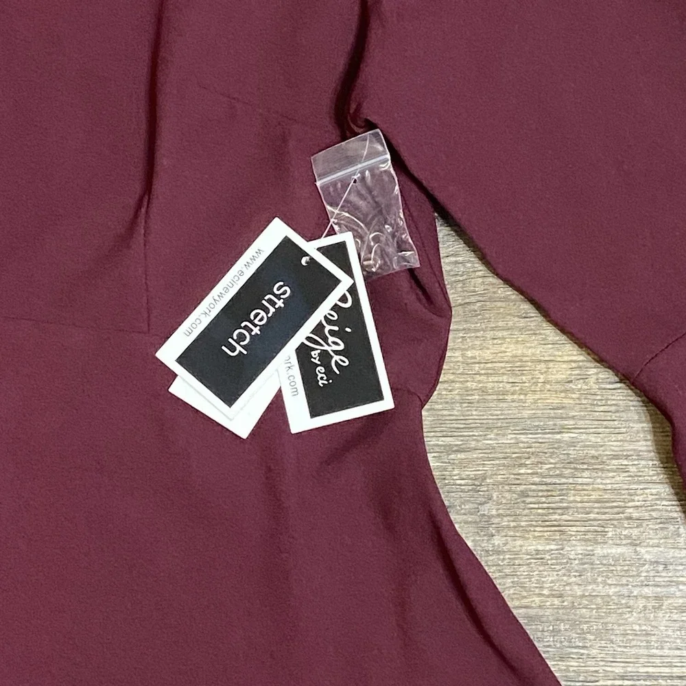 Eci Women's 12 Burgundy A-line Dress Boho Romantic Dark Academia Modern Retro
